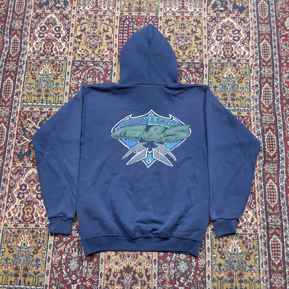 VTG Rare 80s 90s Gordon Smith G&S Surf Skate‎ Big Logo Hoodie Navy Santee M USA